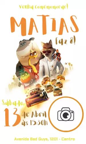 Convite de Aniversário Os Caras Malvados com Foto para Editar