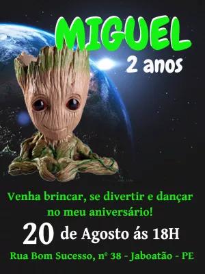 Convite de Aniversário Groot para Editar Online