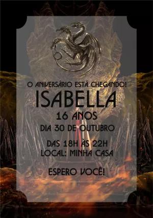 Convite Aniversário House of the Dragons para Editar Online