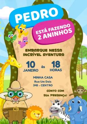 Convite Aniversário Mundo Bita Safari para Editar Online