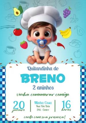 Convite Aniversário Quitandinha do Chef para Editar Online