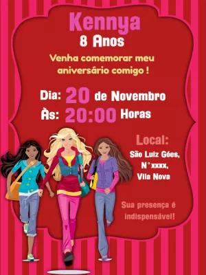 Convite de Aniversário Bonecas Fashion para Editar Online