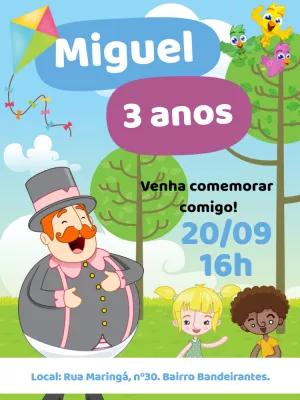 Convite Aniversário Mundo Bita com Personagens para Editar Online