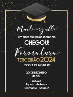 Convite de Formatura Terceirão Elegante para Editar Online