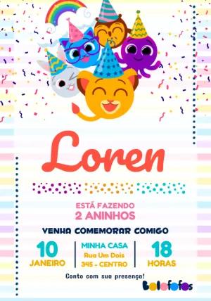 Convite de Aniversário Bolofofos para Editar Online