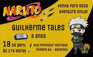 Convite Aniversário Naruto Chibi com Kakashi para Editar Online