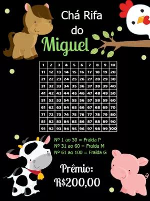 Chá Rifa Fazendinha com Animais para Editar Online