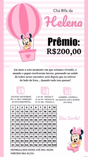 Convite Chá Rifa Minnie Baby para Editar Online