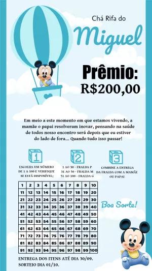 Rifa Chá de Bebê Mickey Baby para Editar Online e Imprimir