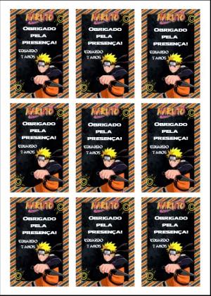 Tag de Agradecimento Aniversário Naruto para Editar Online