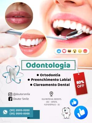 Folheto de Odontologia Editável para Divulgar Serviços