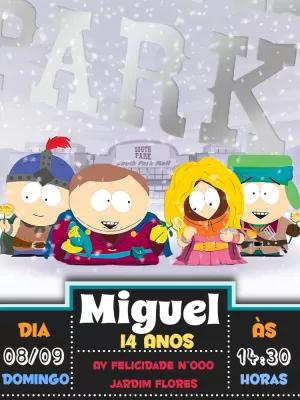 Convite Aniversário South Park com Personagens para Editar