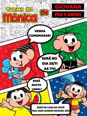 Convite de Aniversário Turma da Mônica para Editar Online
