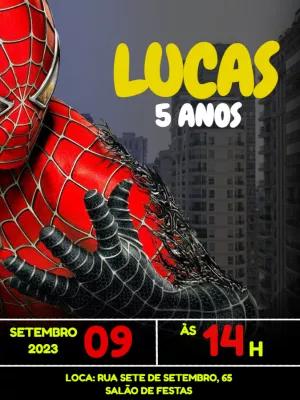 Convite de Aniversário Homem Aranha para Editar Online