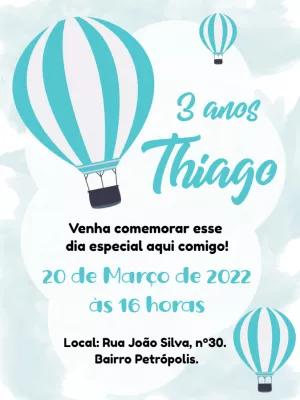 Convite de Aniversário Balão de Ar Quente para Editar Online