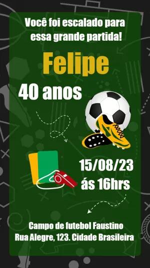 Convite de Aniversário Futebol Adulto para Editar Online