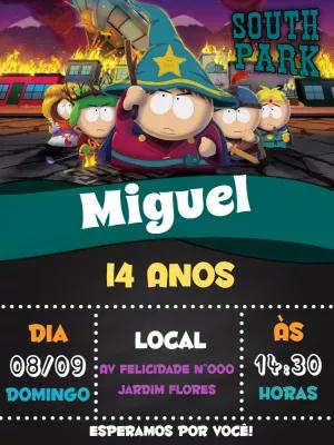 Convite de Aniversário South Park com Personagens para Editar