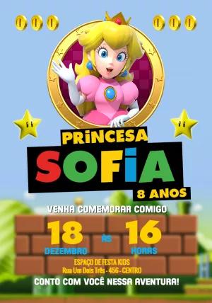 Convite Aniversário Princesa Peach para Editar Online