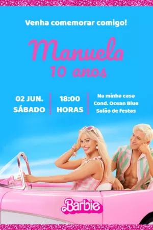 Convite Aniversário Barbie Filme para Editar Online