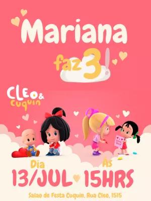Convite de Aniversário Cleo e Cuquin para Editar Online