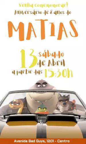 Convite Aniversário Os Caras Malvados para Editar Online
