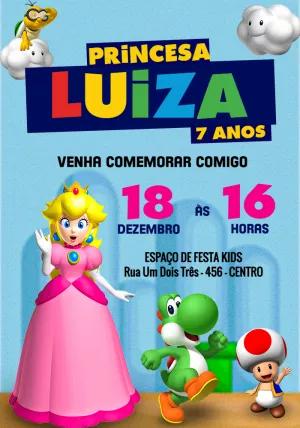 Convite de Aniversário Princesa Peach para Editar Online