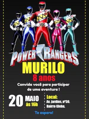Convite de Aniversário Power Rangers para Editar Online