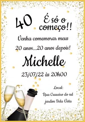 Convite Aniversário 40 Anos Dourado para Editar Online