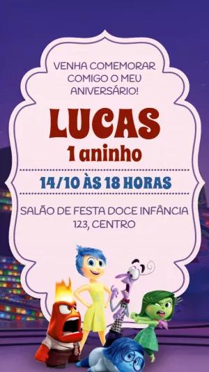 Convite de Aniversário Divertida Mente 2 Editável Online