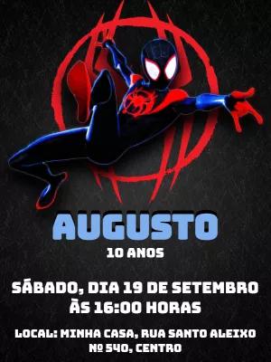 Convite Aniversário Homem-Aranha Miles Morales Editável Online