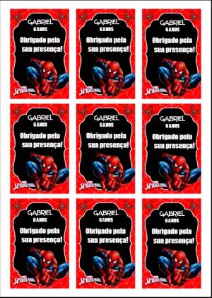 Tag de Agradecimento Homem Aranha para Editar e Imprimir