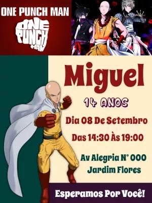 Convite de Aniversário One Punch Man para Editar Online