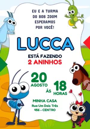 Convite de Aniversário Bob Zoom e sua Turma para Editar Online