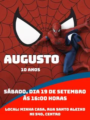 Convite de Aniversário Homem Aranha Editável para Imprimir