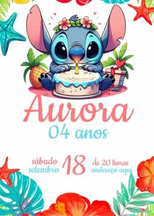 Convite de Aniversário Stitch Tropical para Editar Online