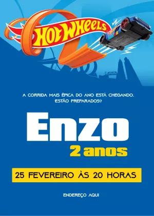 Convite de Aniversário Hot Wheels para Editar Online
