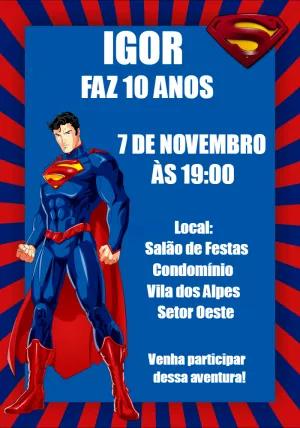 Convite de Aniversário Superman para Editar Online