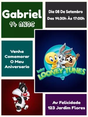 Convite de Aniversário Baby Looney Tunes para Editar Online