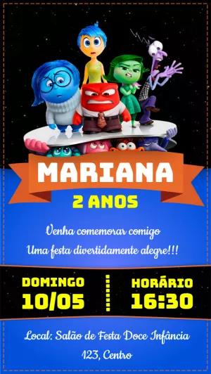 Convite de Aniversário Divertida Mente para Editar Online