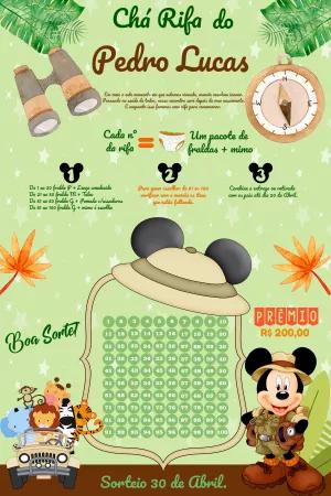 Chá Rifa Safari do Mickey para Editar Online e Imprimir