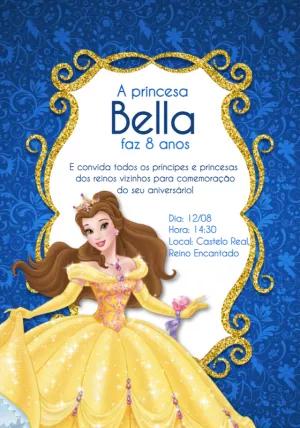 Convite Aniversário Princesa Bela Editável Online