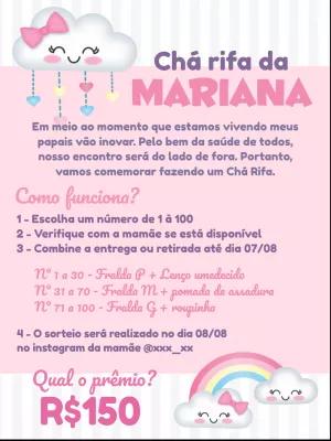 Convite Chá Rifa Chuva de Bençãos para Editar Online