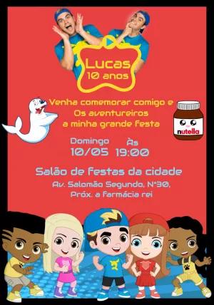 Convite de Aniversário Os Aventureiros para Editar Online