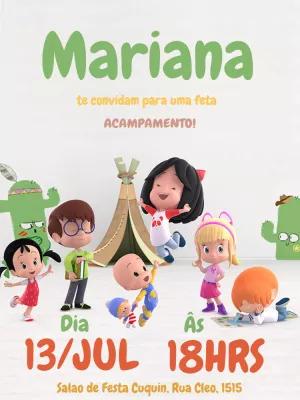 Convite de Aniversário Cléo e Cuquin Acampamento para Editar