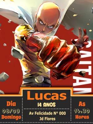 Convite de Aniversário One Punch Man para Editar Online