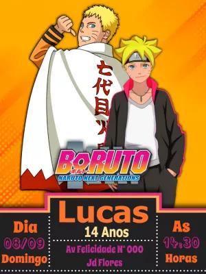 Convite de Aniversário Boruto e Naruto para Editar Online