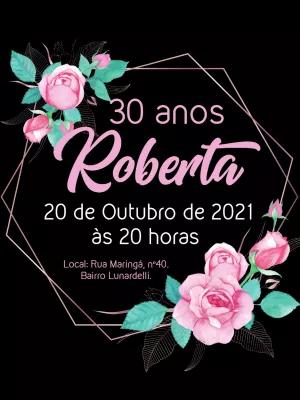 Convite de Aniversário Floral com Rosas para Editar Online