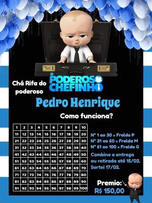 Convite Chá Rifa Poderoso Chefinho para Editar Online