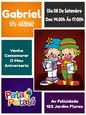 Convite de Aniversário Patati Patatá para Editar Online