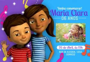 Convite Aniversário Infantil Musical com Foto para Editar Online